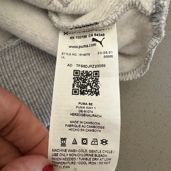 PUMA Kids' Logo Fleece Hoodie Light Grey Size XS (5/6) Brand New! - Picture 5 of 6